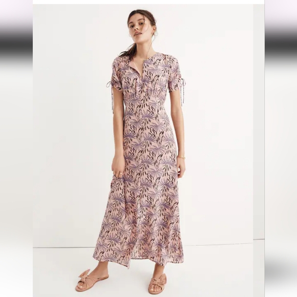 Madewell Dresses & Skirts - Madewell Silk Tie Sleeve Maxi Dress In Oasis Palms